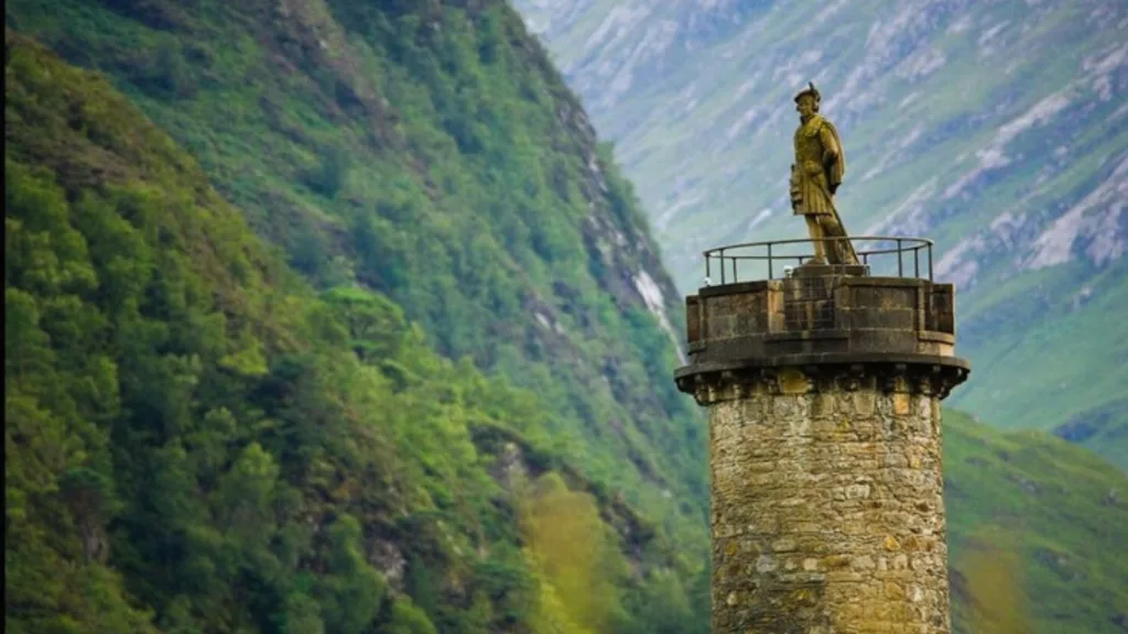 Moving tribute to those who died fighting for the Jacobite cause, framed by dramatic Highland scenery